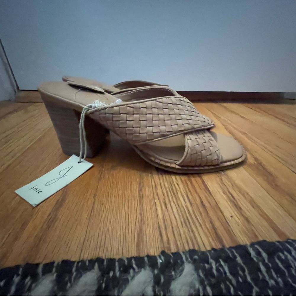 Jolie Women's Beige Woven Heeled Sandals